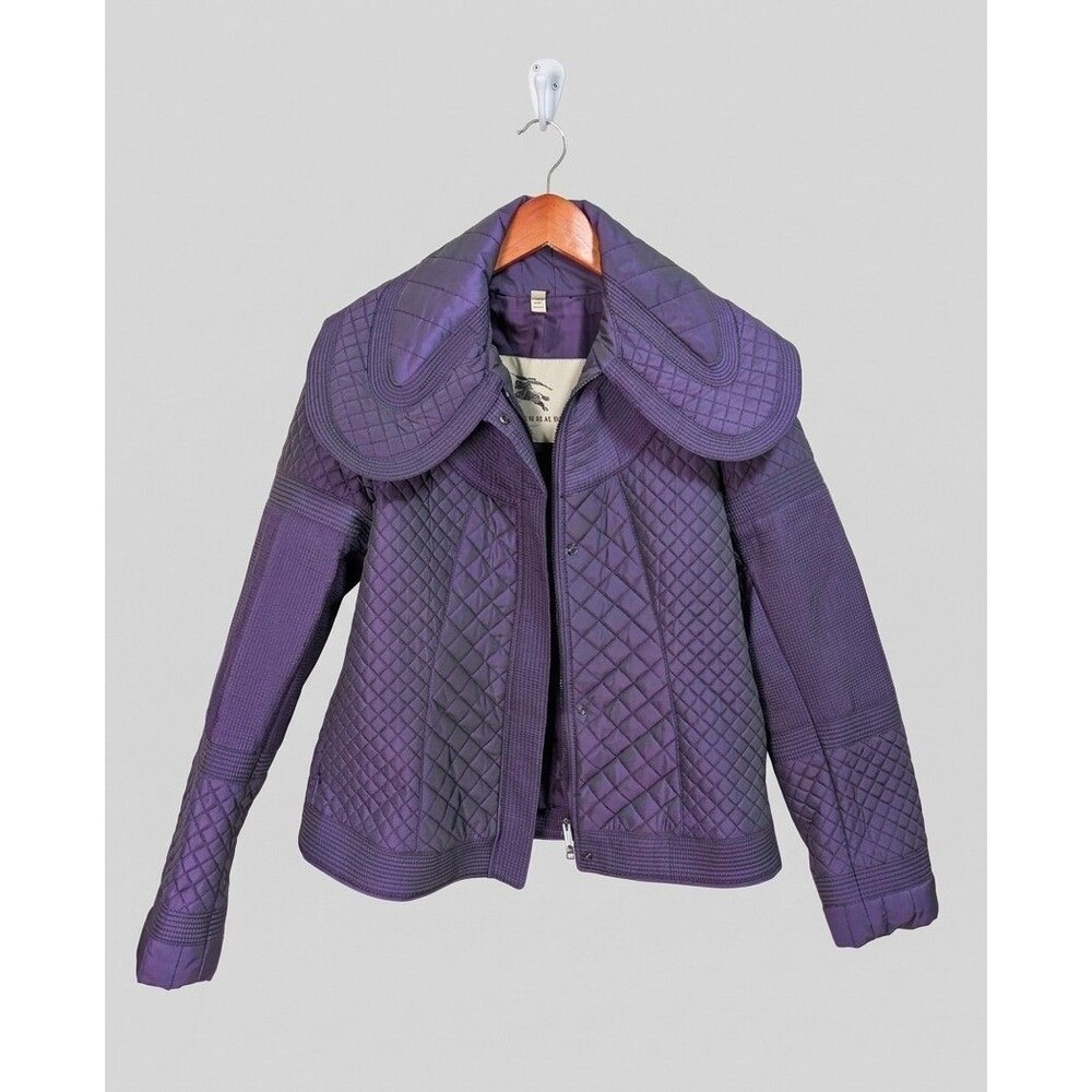 Burberry London Quilted Jacket  Purple Lightweight Puffer Coat Quiet Luxury
